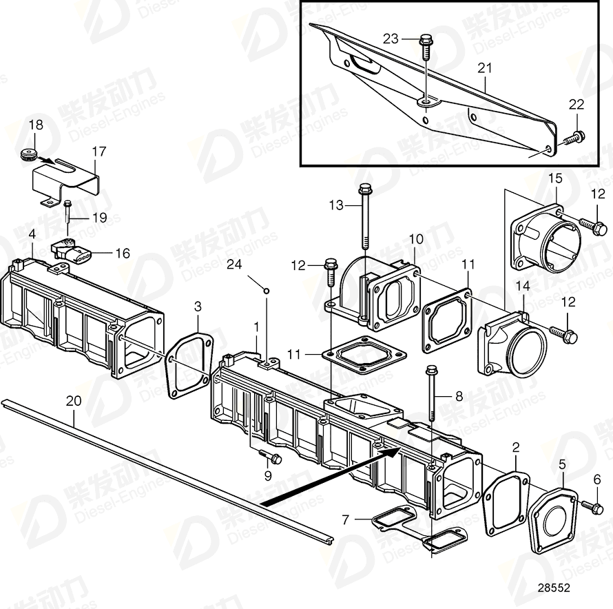 volvo penta Charge air pipe 21011717 Drawing volvo penta Charge air pipe 21011717 Drawing